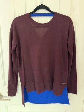 Armani Exchange Burgundy Long Sleeve Lightweight Sweater